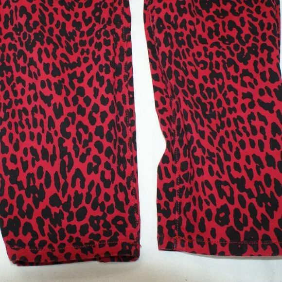 Flattering Red Leopard Jeans Size 14 Stretchy Comfy - Picture 13 of 16